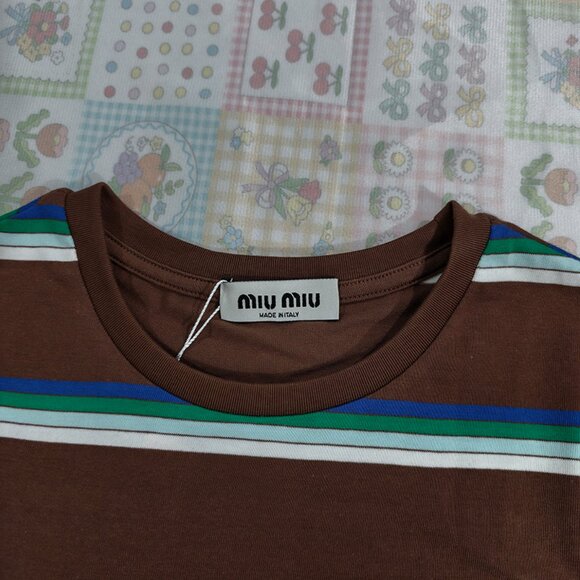 Miu Miu Brown Short-Sleeved T-Shirt - Picture 2 of 6